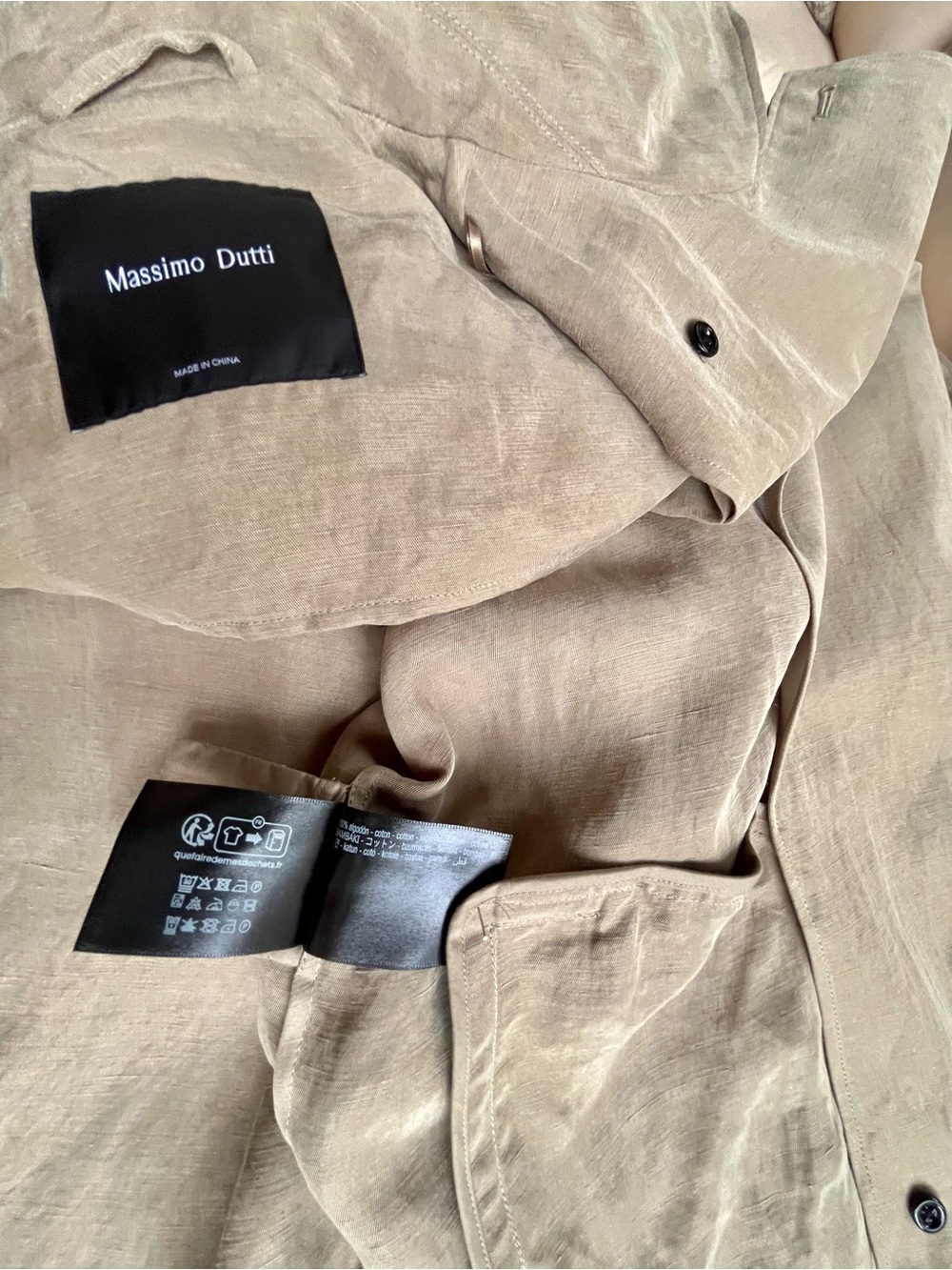 Massimo Dutti Linen Blend Trench Coat Notched Lapel Collar w Belt Detail Large - Picture 15 of 15